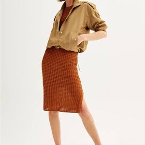 Nine West Crochet Skirt Women’s Size XS NWT Pencil Silhouette Knit Lined Elastic